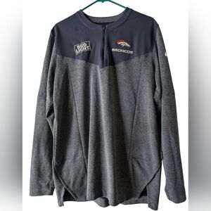 NFL Dri-FIT Navy and Grey Denver Broncos and Budlight Quarter zip M